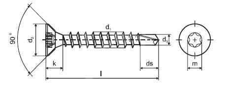 Samovrtná skrutka ZH T 6 dr. 4,0 x 60 ZZ do dreva TORX