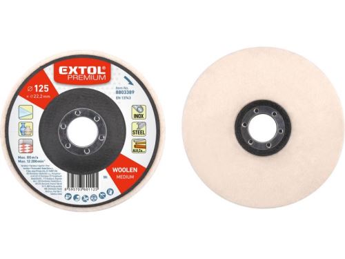 EXTOL Kotouč leštící filcový/plstěný, celoobvodový rovný, průměr 125 x 15 mm 8803389