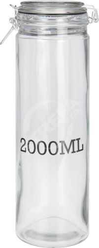 Hermetická nádoba 2000 ml, sklo s uzáverom, s potlačou