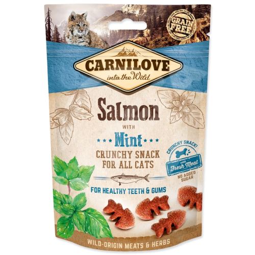 CARNILOVE Cat Crunchy Snack Losos s mätou s čerstvým mäsom 50 g