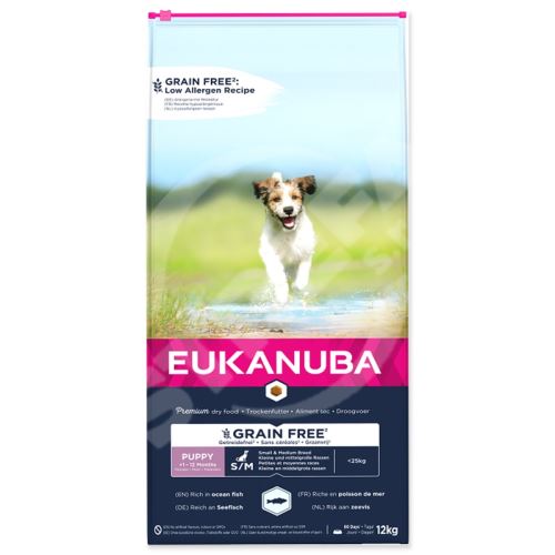 EUKANUBA Puppy & Junior Small & Medium Grain Free Ocean Fish 12kg