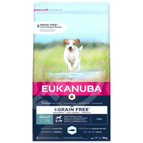 EUKANUBA Adult Small & Medium Breed Grain Free Ocean Fish 3 kg