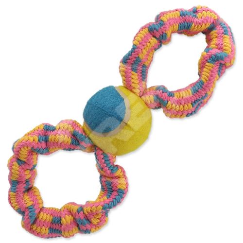 Preťahovanie lanom DOG FANTASY osmička farba + vzor tenisová loptička č. 2 27 cm