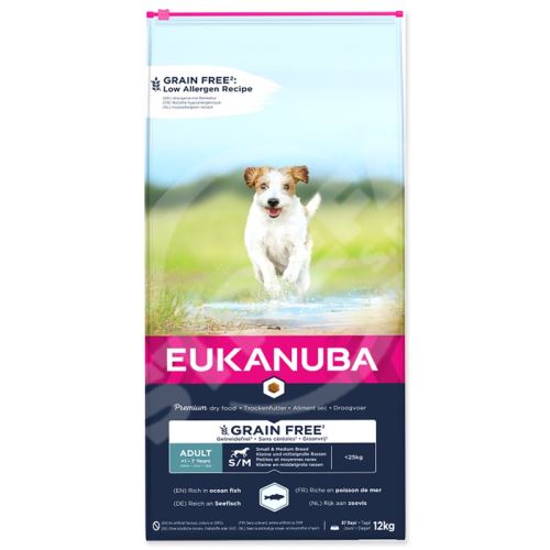 EUKANUBA Adult Small & Medium Breed Grain Free Ocean Fish 12 kg