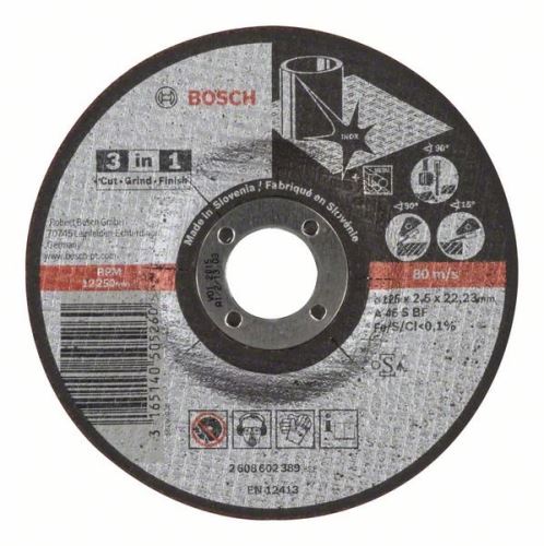 BOSCH Dělicí kotouč 3 v 1 A 46 S BF, 125 mm, 2,5 mm 2608602389