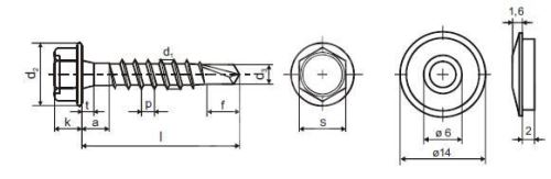 Vrták na strešné krytiny GTR12 priemer 5,5x67 - na oceľ 4-12 mm, gRey.coat + EPDM 16 mm - balenie 100 ks