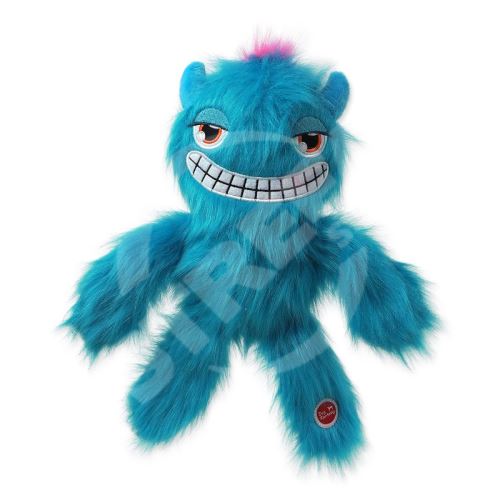 Hračka DOG FANTASY Monsters chlpatý strašiak pískajúci modrý 35 cm