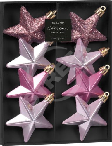Vianočná dekorácia hviezda 6,5cm (8ks)mix ružová
