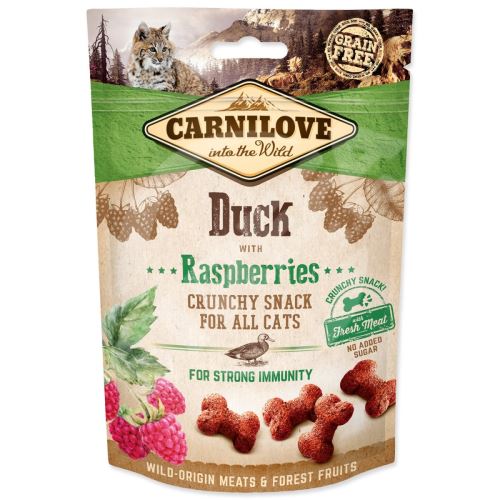 CARNILOVE Cat Crunchy Snack Duck with Raspberrypberries s čerstvým mäsom 50 g