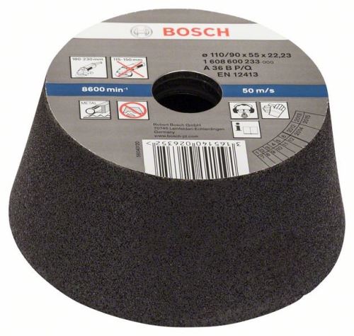 BOSCH Brusný hrnec, kónický - kov/litina 90 mm, 110 mm, 55 mm, 16 1608600231