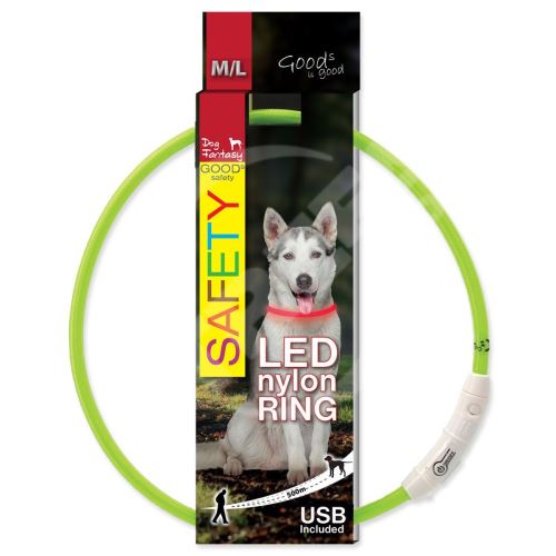 Obojok DOG FANTASY LED nylon zelený M-L 1 ks