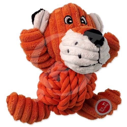 Hračka DOG FANTASY Safari tiger s uzlom píska 18 cm