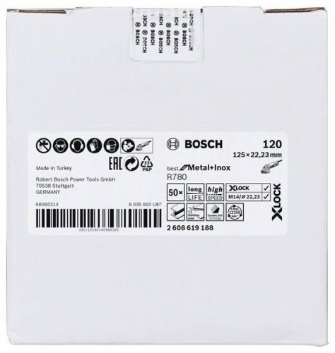 BOSCH X-LOCK Fíbrové brusné kotouče BfM + Inox Ø 125 mm, R780 125 × 22,23 mm, G125 2608619188