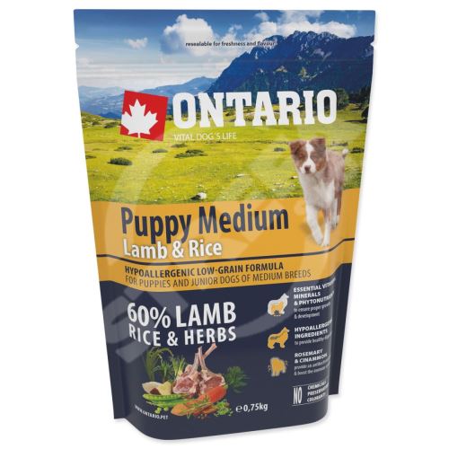 Ontario Puppy Medium Lamb & Rice 0,75kg