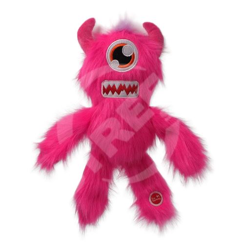 Hračka DOG FANTASY Monsters chlpatý jednooký strašiak pískajúci ružový 35 cm