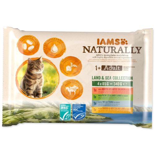 IAMS Prirodzene morské a suchozemské mäso v omáčke multipack (4x85g) 340 g