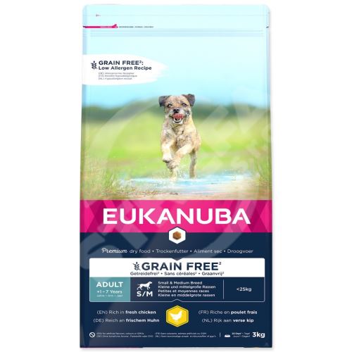 EUKANUBA Adult Small & Medium Breed Grain Free Chicken 3 kg