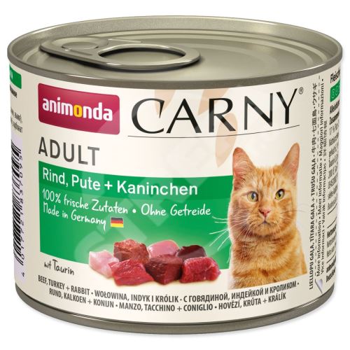 Konzervy Carny Adult hovädzie, morčacie + králičie 200 g