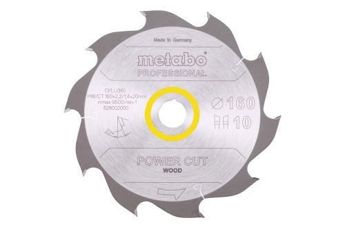 METABO Pílový kotúč Power Cut Wood 160 x 20 mm, 10 zubov, 22° 628002000