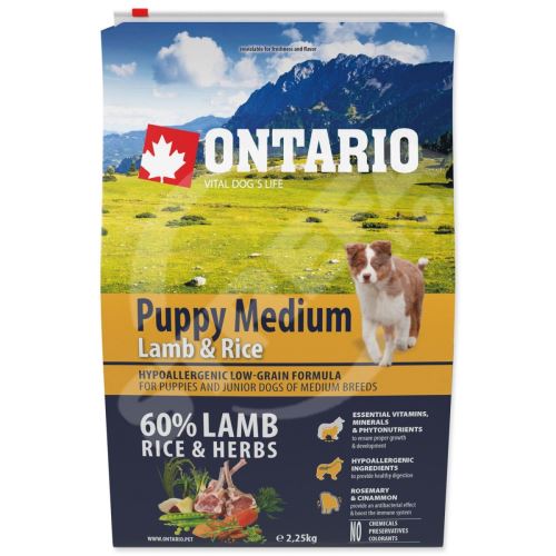 Ontario Puppy Medium Lamb & Rice 2,25kg