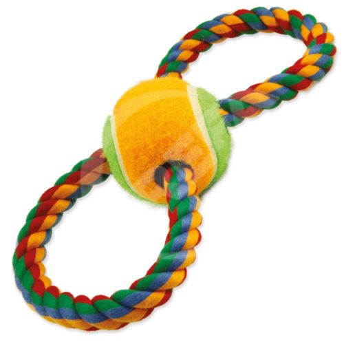 Preťahovanie lanom DOG FANTASY osem farieb + tenisová loptička 25 cm