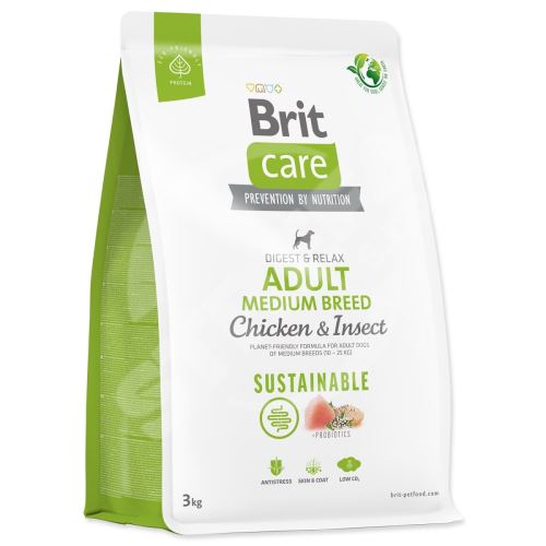 Brit Care Dog Sustainable Adult Medium Breed Chicken & Insect 3kg