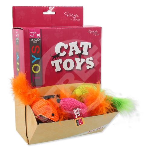 Zobrazenie Hračky MAGIC CAT bavlnená myš s mačacím šnupcom a perím 6 cm 40 ks