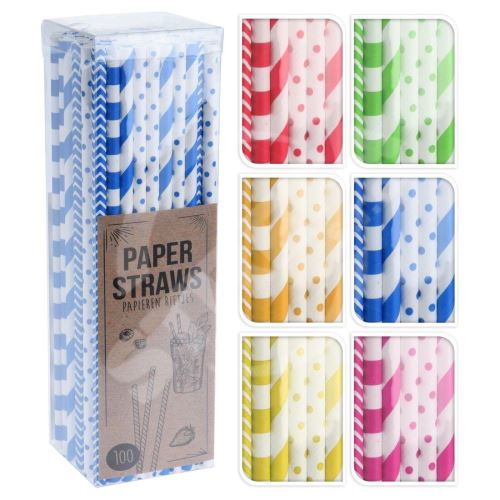 Papierové slamky - mix farieb (100ks)