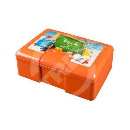 Obedový box s potlačou 19,5x12,5x7cm, uzatváranie na klip, plastový mix dekorov