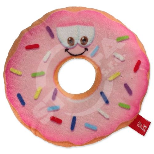 Hračka DOG FANTASY donut s tvárou ružová 12 cm 1 ks