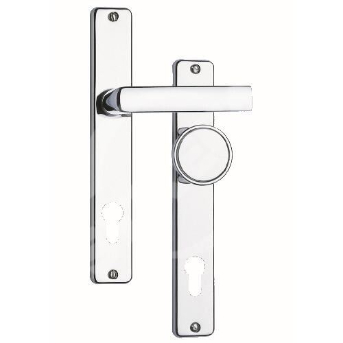 Kľučka dverí + guľa so štítom pre vložku, 90 mm, chróm - nerezová oceľ, 804