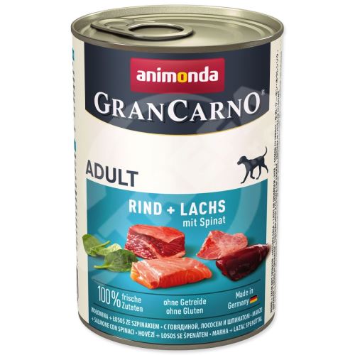 Konzerva Gran Carno hovädzie mäso + losos + špenát 400 g