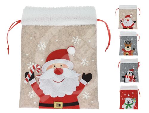 Vianočná taška, vianočná 26cm plsť mix dekorov