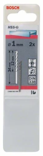 BOSCH Vrtáky do kovu HSS-G, DIN 338 1 x 12 x 34 mm (2 ks) 2608585906