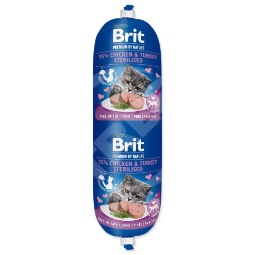 BRIT Premium by Nature Klobása CAT kuracia a morčacia sterilizovaná 180 g