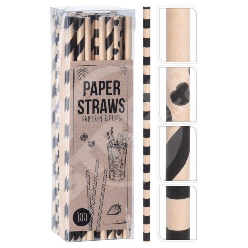 Papierové slamky - mix dekorov (100ks)