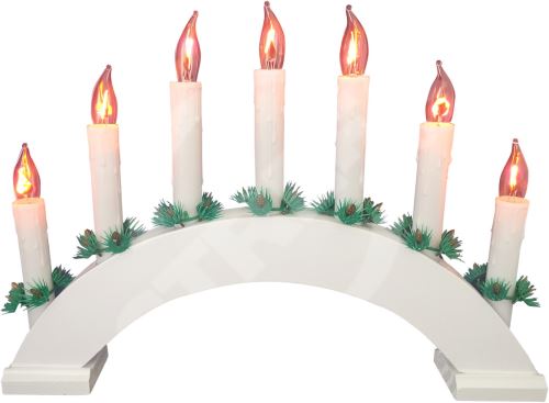 Vianočný svietnik PLAMEN, 7 sviečok, farba biela, oblúk