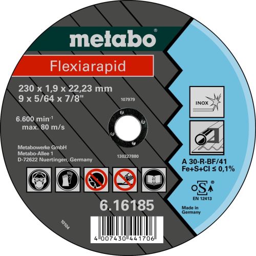 METABO Rezací kotúč - nerez-FLEXIRAPID 180x1,6x22,2 616184000