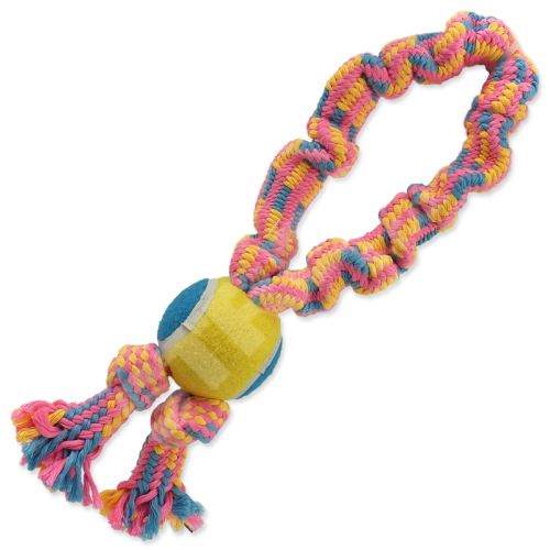 Preťahovanie lanom DOG FANTASY farebné + vzor tenisovej loptičky č. 2 - 2 knôty 32 cm