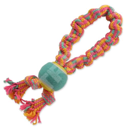 Preťahovanie lanom DOG FANTASY farebné + vzor tenisovej loptičky č. 1 - 2 knôty 32 cm