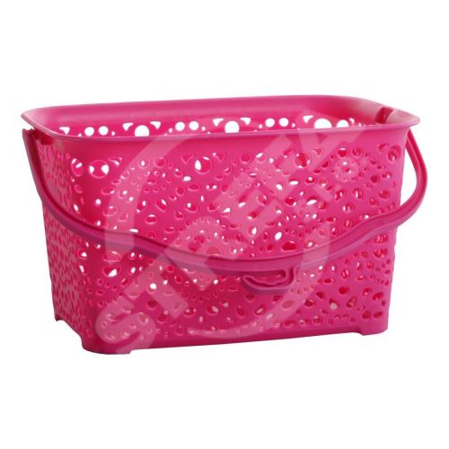 Plastový košík na kolíky MONAKO ružový 23,5x15,5x13cm
