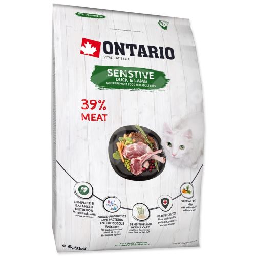 Ontario Cat Sensitive/Derma 6,5kg